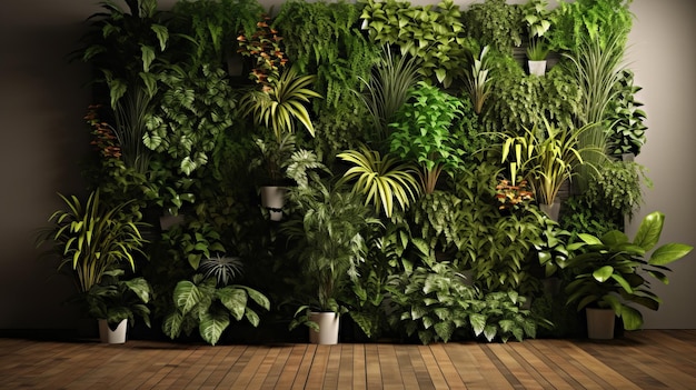 Illustration of a wall featuring indoor plants