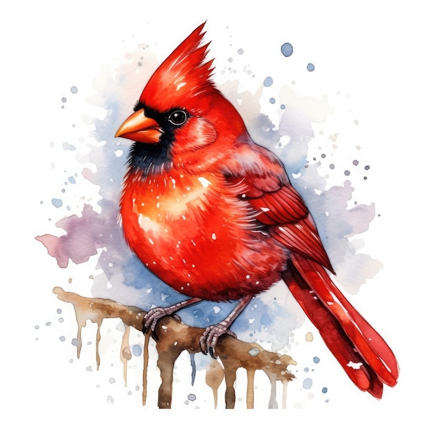 Illustration Watercolor Detailed Cardinal Tone Snow