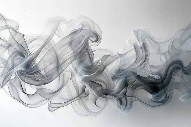 Illustration of white background with grey and black smoke shaped like waves