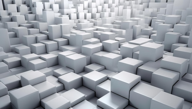 Illustration of a white and grayish cubic construction block background Generative ai