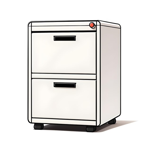 Illustration Of A White Office Drawers On A White Background