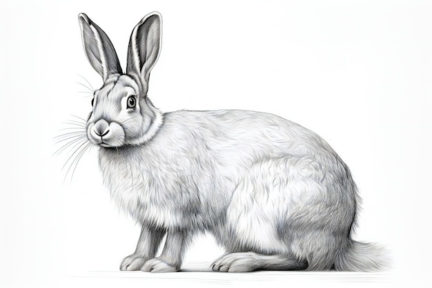 Illustration of a white rabbit on a white background