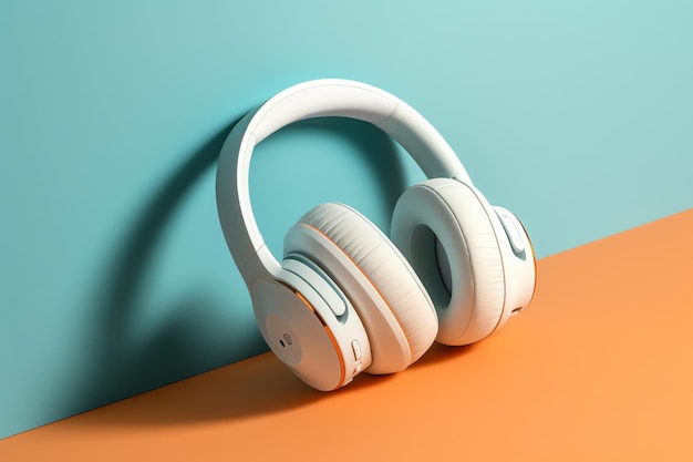 An illustration of white wireless headphone