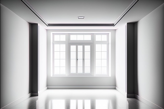 Illustration of a windowed interior that is empty