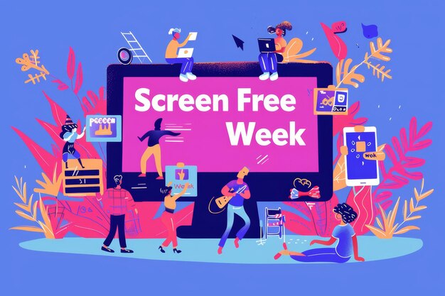 illustration with text to commemorate Screen Free Week