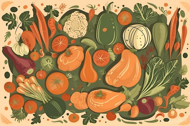 Illustration with vegetables in flat design style Generative AI