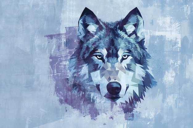 Illustration of a wolf head on grunge background digital painting