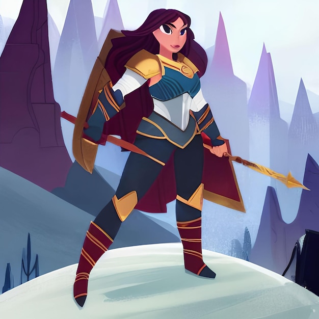 Illustration of woman in armor warrior suit generative art by AI