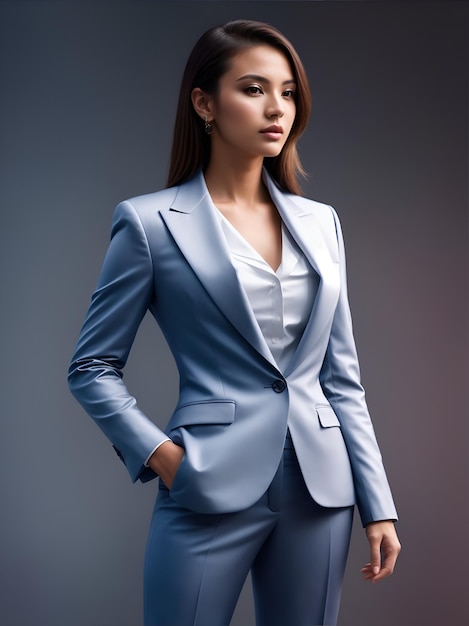 illustration woman wearing random luxury suit stylish in studio background images with ai generated