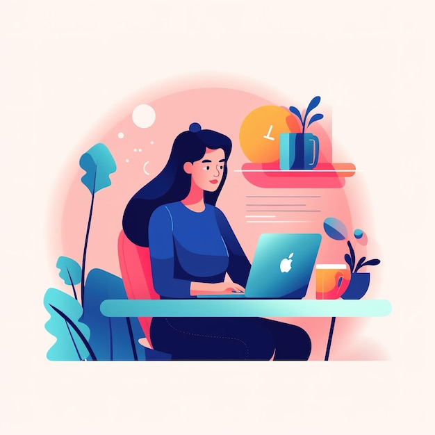 Illustration of a woman writing sales copy