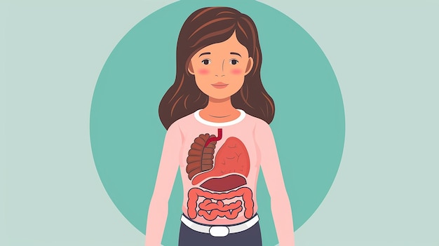 Illustration of a Womans Digestive System