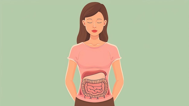 Illustration of a Womans Digestive System