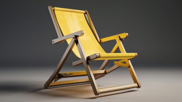 Illustration Wooden Beach Chaise Longue Isolated on Background Generative ai