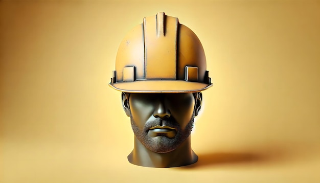 Illustration of a worker wearing a helmet and head covering United States Labor Day