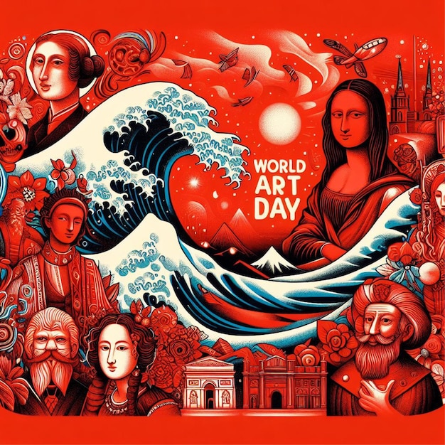 Illustration World Art Day in red