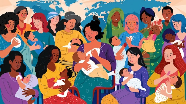 illustration of World Breastfeeding Week Generative ai