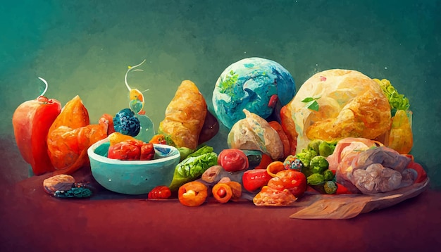 Illustration world food day concept