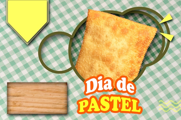 illustration of written banner  dia de pastel  and space for text