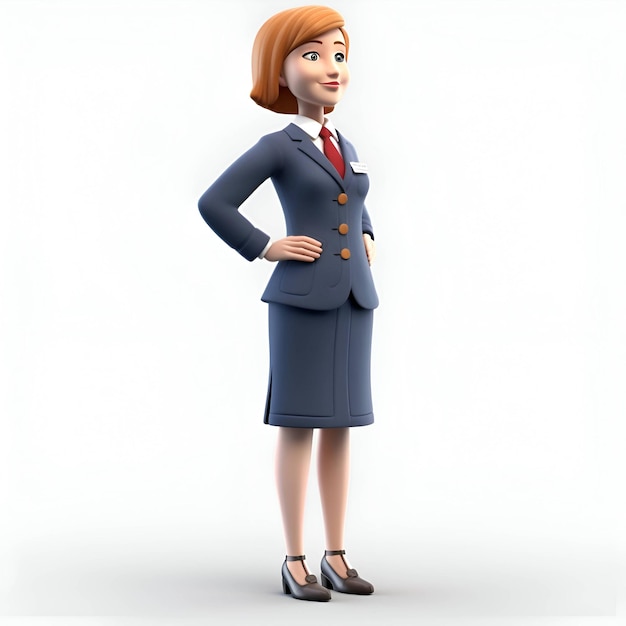 Illustration of Young Business Woman standing in front of a white background