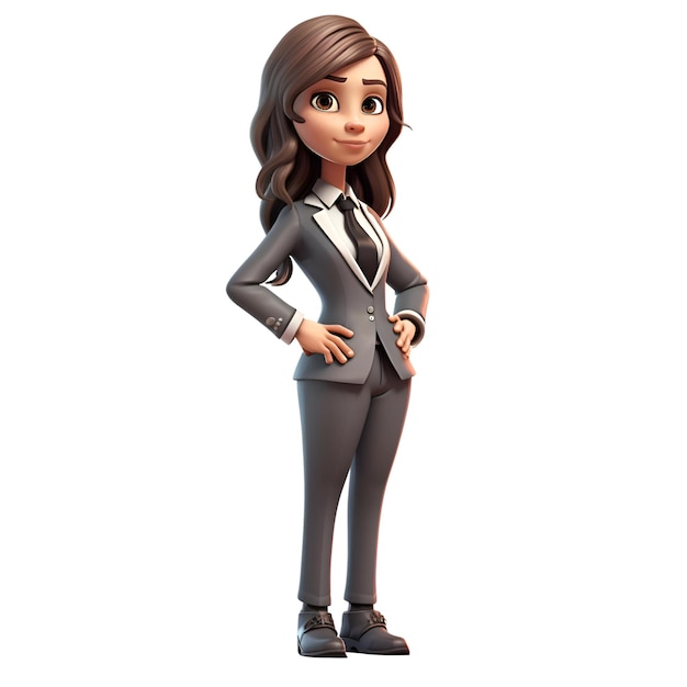 Illustration of young business woman standing pose with a smile on her face