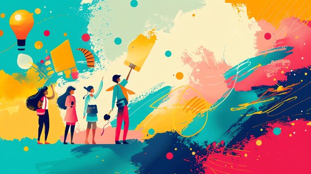 Photo illustration of young people engaging in handson activities for world youth skills day vibrant colors and plenty of text space