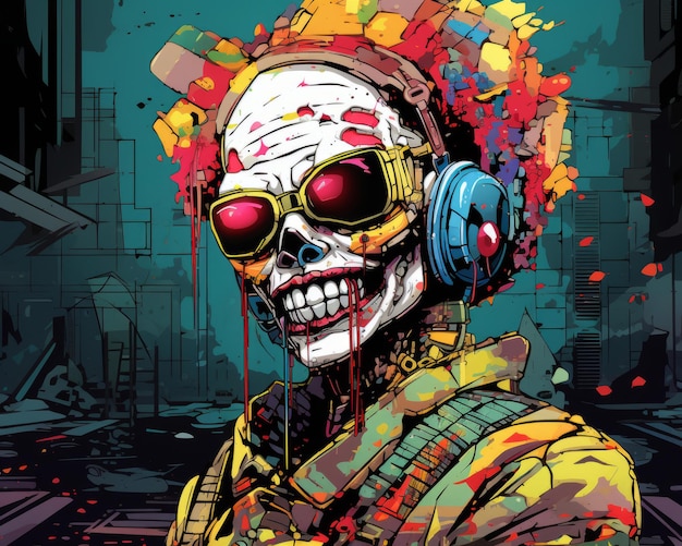 an illustration of a zombie wearing headphones