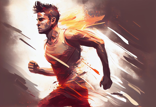 Illustrations Painting of man running with motion effect Generate Ai