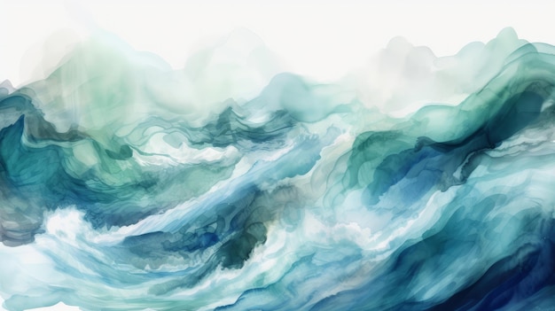 Illustrator background wave watercolor blue pastel color Generate AI