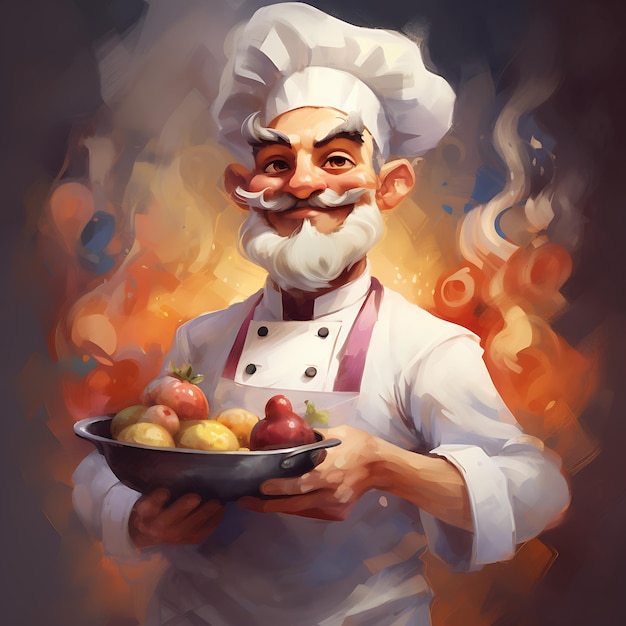 Ilustration Art Impressionist Style Soft and Dreamy Funny Impressionist Chef creative cute anime