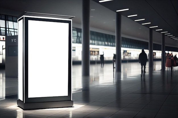 Ilustration Mockup advertising light box in airport terminal Generative AI