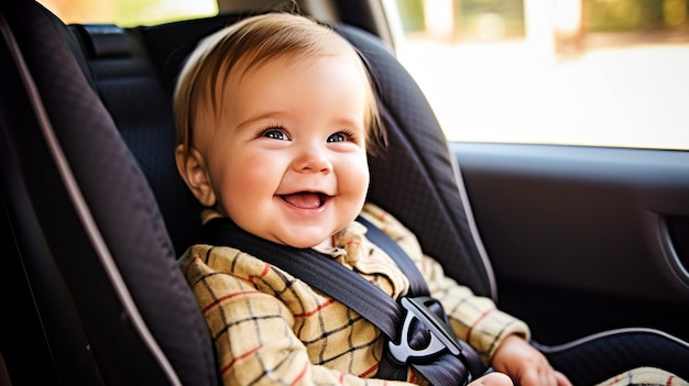 Image of a 1yearold child riding in a Britax Frontier car seat with a 5point harness GENERATE AI