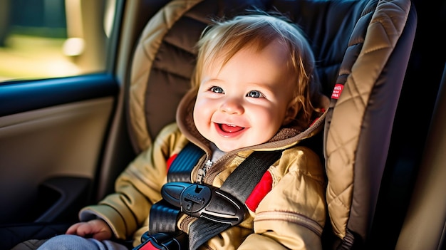 Image of a 1yearold child riding in a Britax Frontier car seat with a 5point harness GENERATE AI