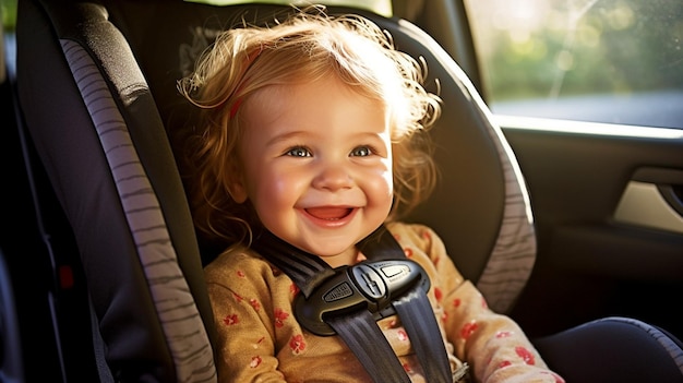 Image of a 1yearold child riding in a Britax Frontier car seat with a 5point harness GENERATE AI