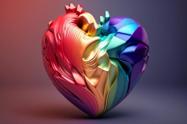 An image of an abstract heart with a multicolor rainbow splash effect evoking feelings of joy