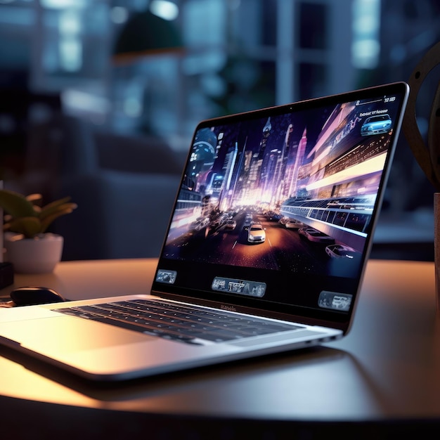 image advertising the laptop with a futuristic style Generative ai