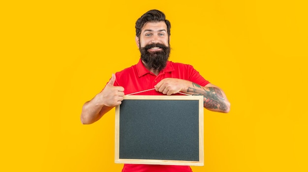 Image of advertising man with blackboard advertising man with blackboard