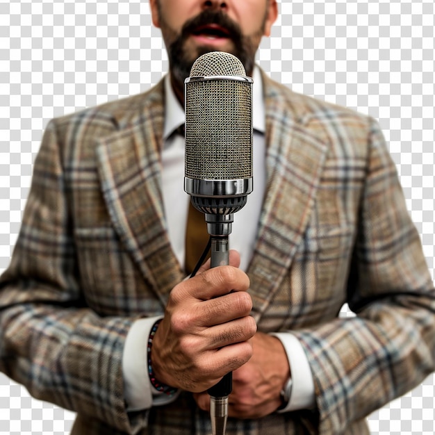 Photo image of an announcer isolated on transparent background