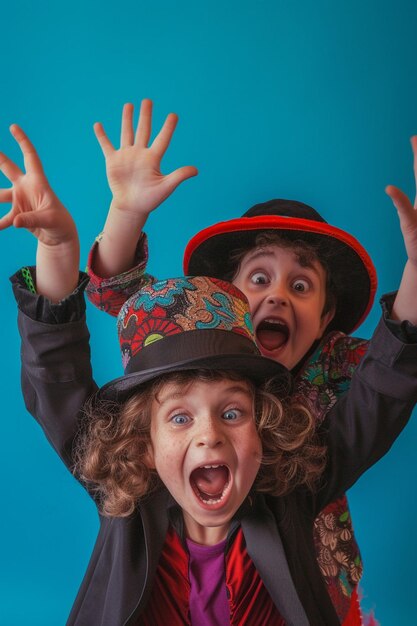 Photo an image of an april fools day magic show performed by children