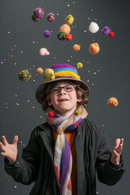 Photo an image of an april fools day magic show performed by children