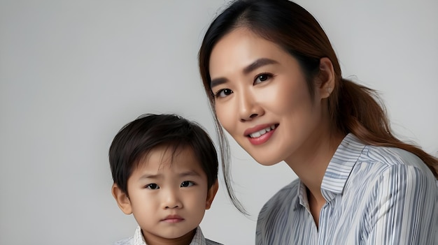 An image of asian mother with her son on mother day