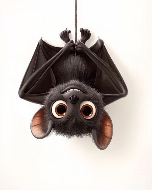 Photo image of a bat upside down cartoon character