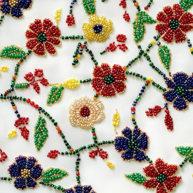 An image of beads and flowers