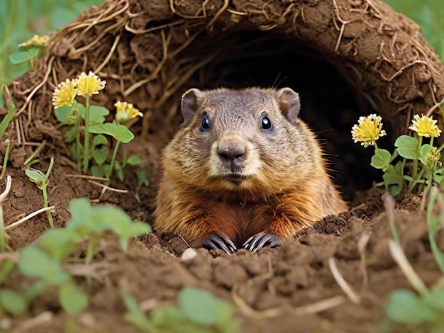 Image of a beautiful animal Ground hog