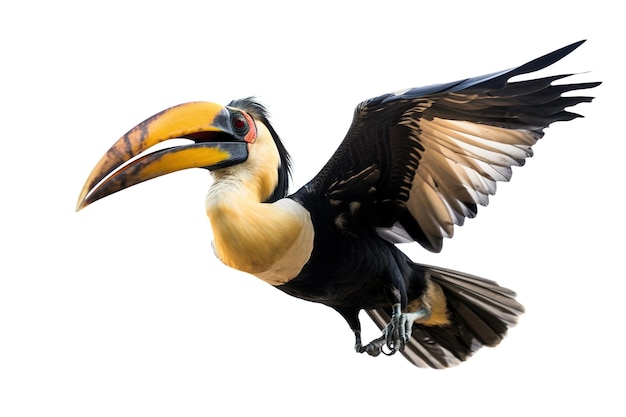 Image of beautiful hornbill on white background Wild Animals Bird illustration Generative AI