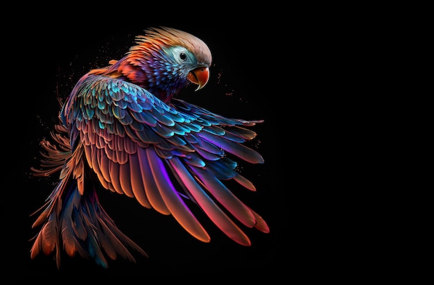 Image of beautiful parrots flying colorful Wildlife Animals Birds Illustration Generative AI