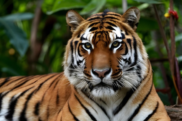 Image Bengal tigers majestic gaze exudes danger in tropical rainforest