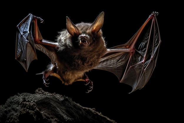 Image of a big bat are flapping their wings in the dark Birds Wildlife Animals Illustration generative AI