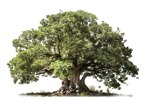 Image of big tree on a white background illustration generative AI