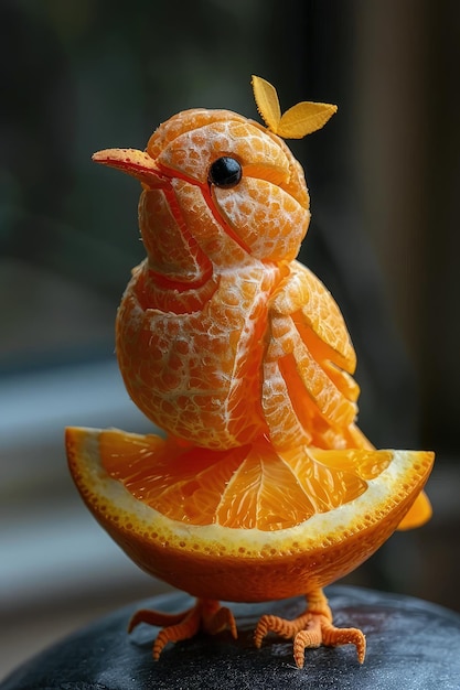 Photo an image of a bird made of oranges