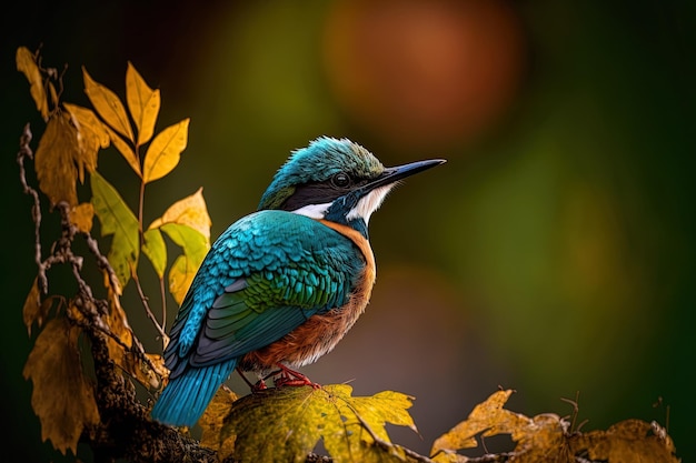 Image of a bird perched on a leaf in close up